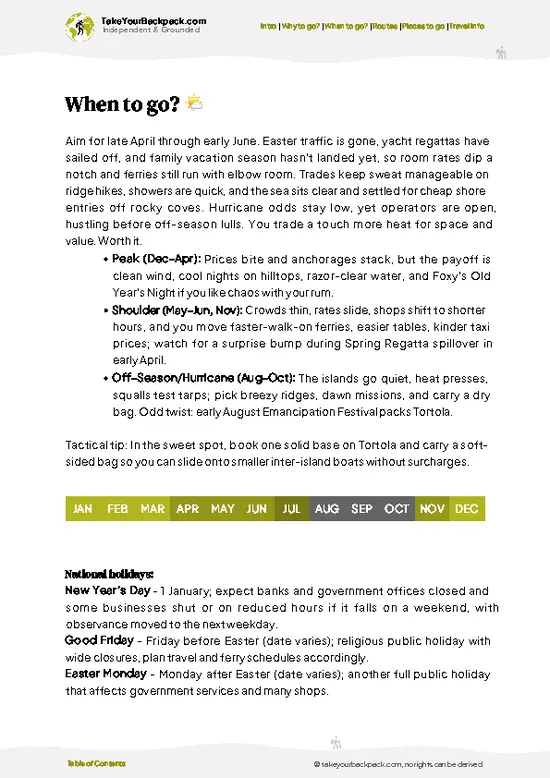 example page 3 from our offline Travel Guide for British Virgin Islands